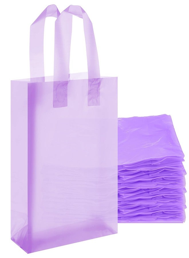 Qilery 100 Pack Frosted Plastic Gift Bags with Handles Small 8"x4"x10" Plastic Shopping Bags for Small Business Boutique Merchandise Bags Bulk for Retail Customers(Light Purple - Image 1