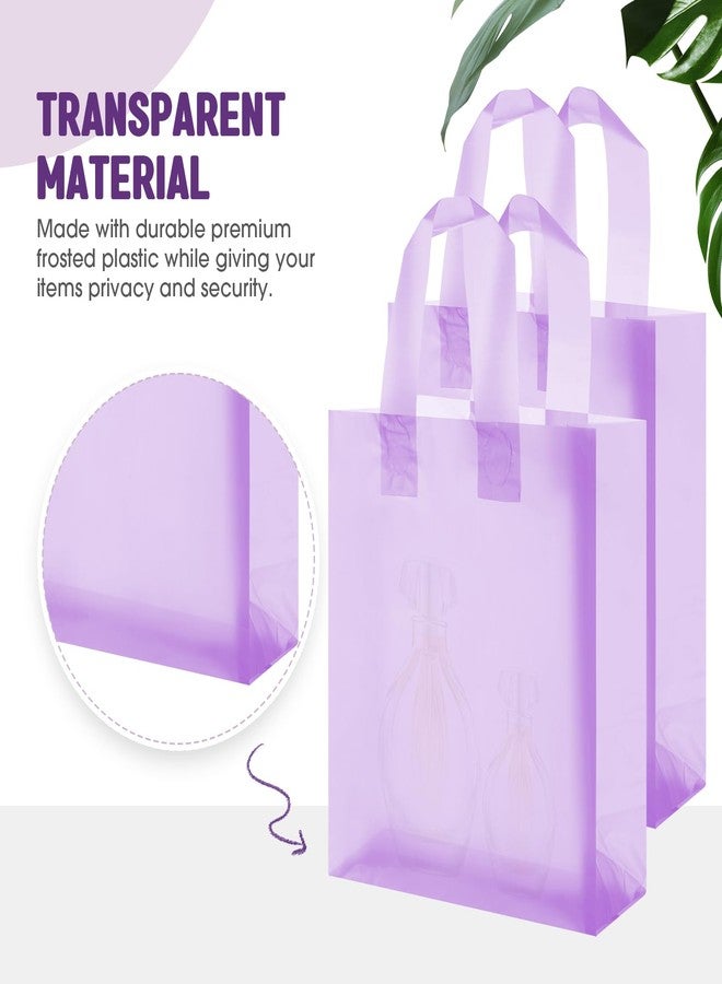 Qilery 100 Pack Frosted Plastic Gift Bags with Handles Small 8"x4"x10" Plastic Shopping Bags for Small Business Boutique Merchandise Bags Bulk for Retail Customers(Light Purple - Image 3