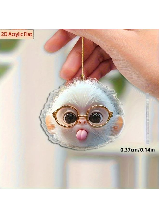2D Flat Acrylic Car Hanging Cute Monkey Glasses Accessory For Rearview Mirror Keychain Decor - Image 4