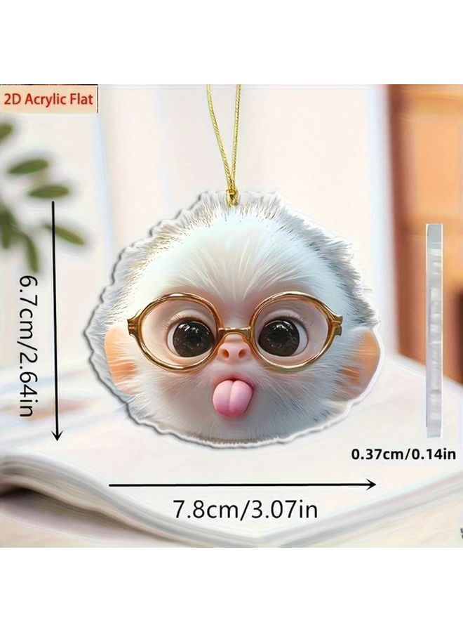 2D Flat Acrylic Car Hanging Cute Monkey Glasses Accessory For Rearview Mirror Keychain Decor - Image 2