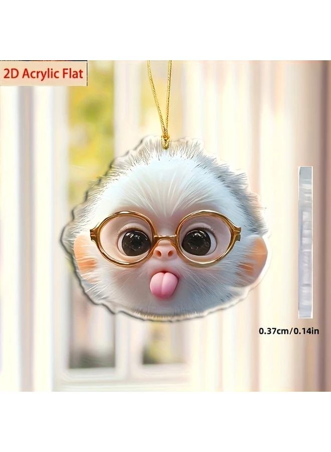 2D Flat Acrylic Car Hanging Cute Monkey Glasses Accessory For Rearview Mirror Keychain Decor - Image 5