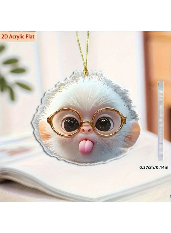 2D Flat Acrylic Car Hanging Cute Monkey Glasses Accessory For Rearview Mirror Keychain Decor - Image 3