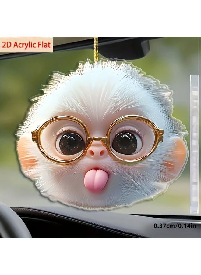 2D Flat Acrylic Car Hanging Cute Monkey Glasses Accessory For Rearview Mirror Keychain Decor - Image 1