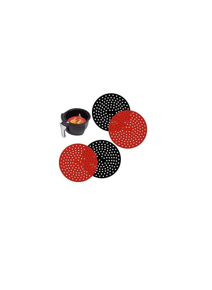 4 Pcs Non Stick Reusable Air Fryer Liners (Round / 8 Inch), Round Silicone Air Fryer Mats, Easy to Clean & Food-Grade - Image 1
