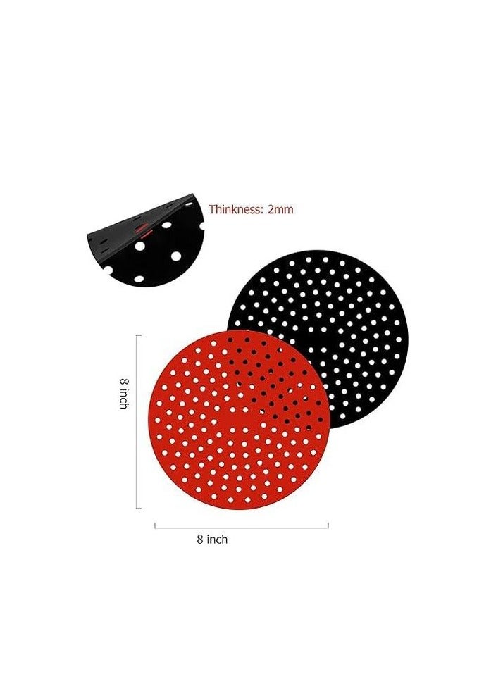 4 Pcs Non Stick Reusable Air Fryer Liners (Round / 8 Inch), Round Silicone Air Fryer Mats, Easy to Clean & Food-Grade - Image 2