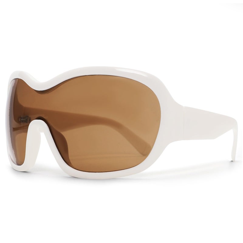 TYA Oversized Trendy Wrap Around Sunglasses for Women Men - Cool Concert White shades 2000s Retro Round Big Shield Glasses - Image 5