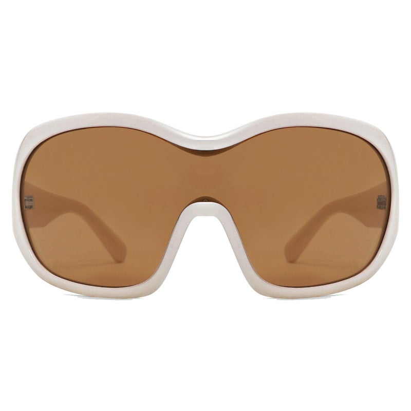 TYA Oversized Trendy Wrap Around Sunglasses for Women Men - Cool Concert White shades 2000s Retro Round Big Shield Glasses - Image 1