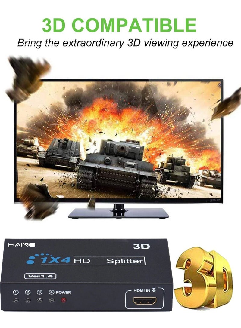 هينغ مقسم HDMI 1 مدخل 4 إخراج 4K Full HD 1080P V1.4 لتنسيق الصوت الرقمي ثلاثي الأبعاد - Image 4