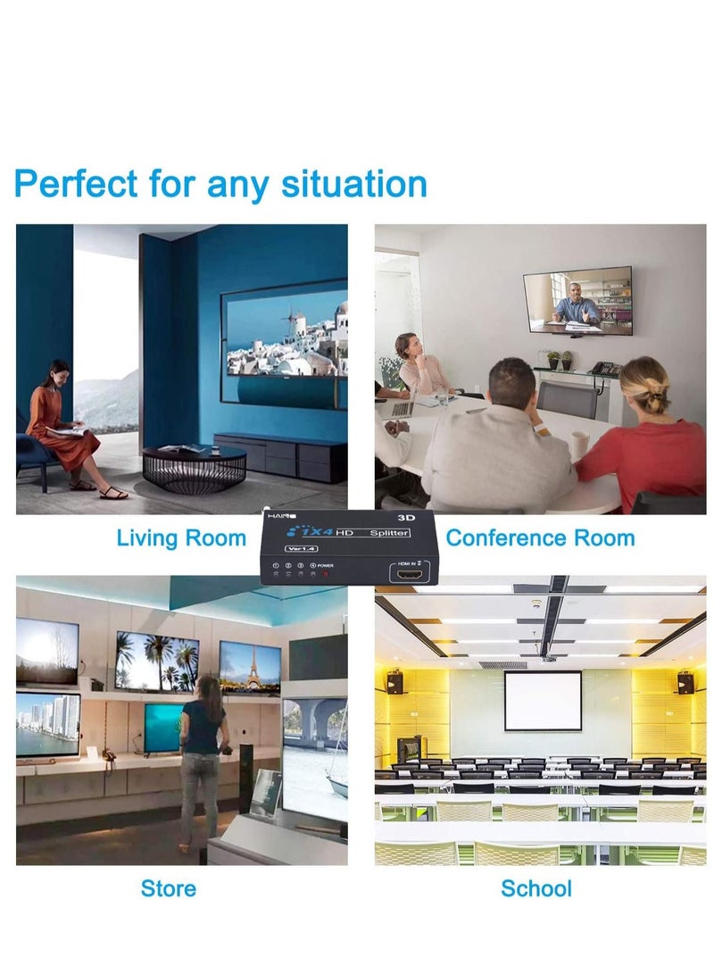 هينغ مقسم HDMI 1 مدخل 4 إخراج 4K Full HD 1080P V1.4 لتنسيق الصوت الرقمي ثلاثي الأبعاد - Image 5