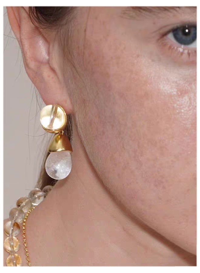 NeeMee Summer New Crystal Round Bead Water Drop Earrings - Image 2