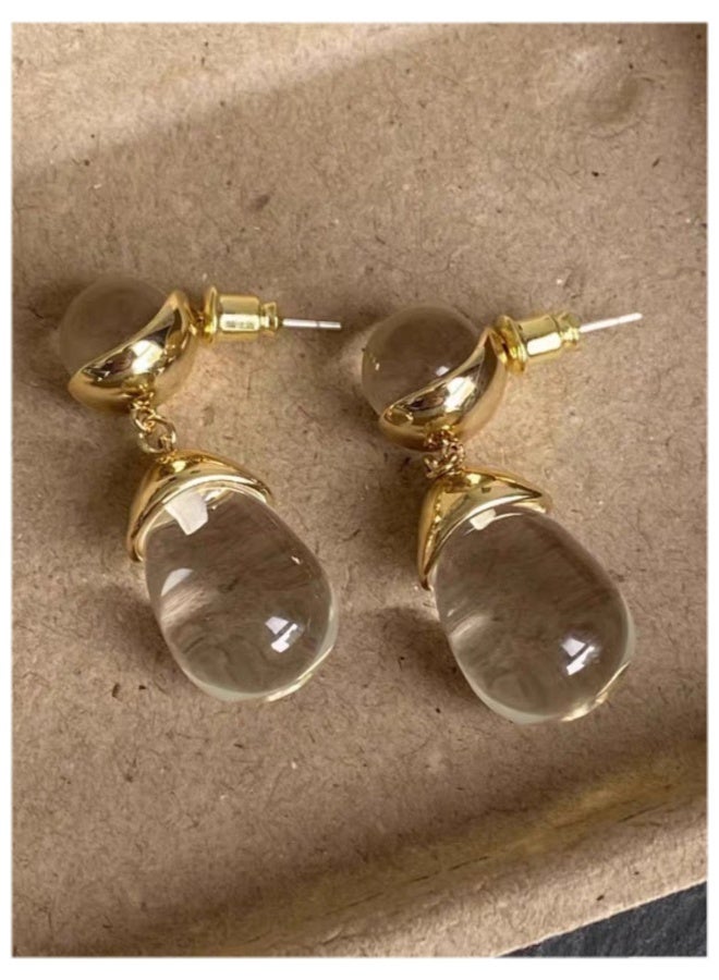 NeeMee Summer New Crystal Round Bead Water Drop Earrings - Image 1