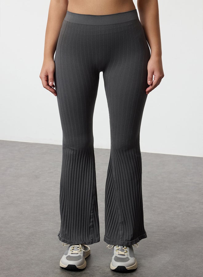 trendyol Anthracite Seamless Spanish Leg Yoga Knitted Sports Leggings THMAW25TY00018  - Image 4