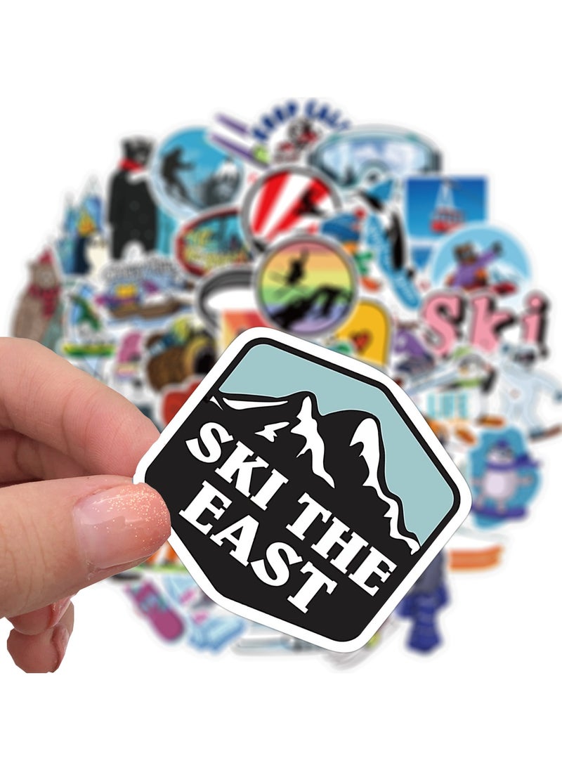 ORAINBOW - Winter Skiing Stickers Pack 50Pcs Colorful Waterproof Ski Cartoon Stickers for Flask Laptop Water Bottle Cute Aesthetic Vinyl Doodle Decals - Image 1