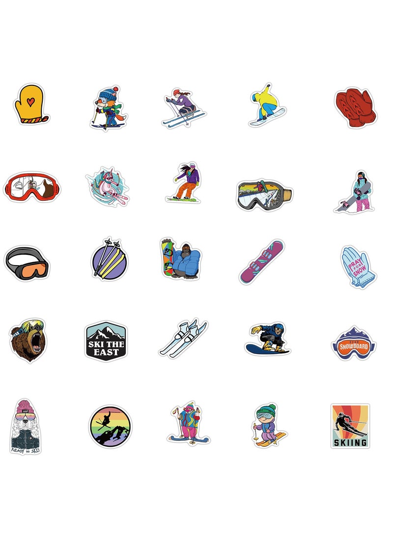 ORAINBOW - Winter Skiing Stickers Pack 50Pcs Colorful Waterproof Ski Cartoon Stickers for Flask Laptop Water Bottle Cute Aesthetic Vinyl Doodle Decals - Image 1