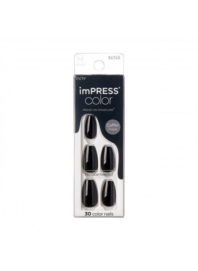 Impress - KISS imPRESS Color Press-On Manicure Fake Nails, All Black - Short & Square, Solid Black, Ready To Wear, Chip Proof, Smudge Proof, No Dry Time, Mini File & More | 30 Count - Image 1