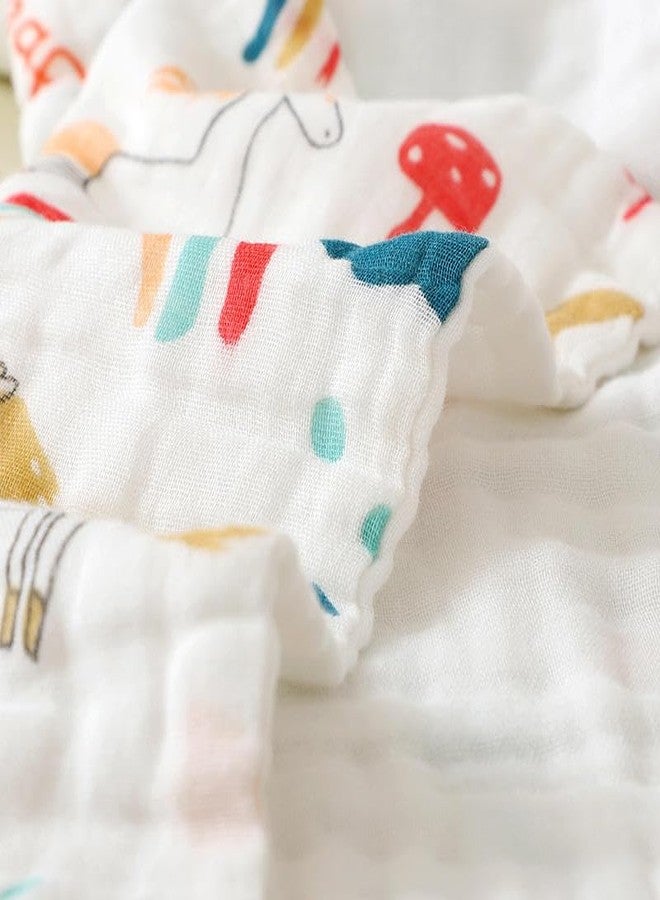ZAPLES Muslin 6 Layers Cotton 100% Organic Muslin Cotton Wash Cloth Face Towels for Newborn Baby Extra Soft Hankies Reusable Napkins for Infants Toddlers (Pack of 5) White Mix Prints - Image 5