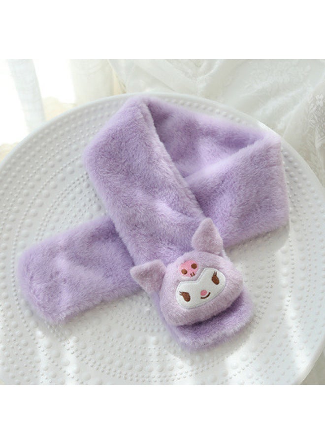Cute Little Devil Scarf Melody Cartoon Little White Dog Imitation Rabbit Fur Plush Warm Scarf For Girls In Autumn And Winter