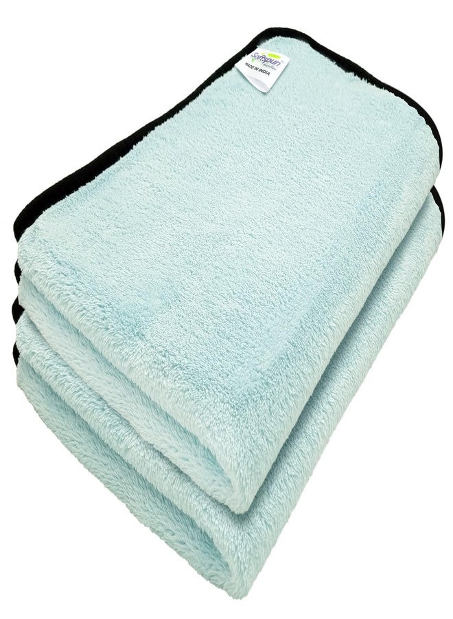 SOFTSPUN Microfiber Face & Hand Towel 2 Pc Light Sky Blue! Ultra Absorbent Super Soft & Lightweight Quick Drying for Men & Women Daily Use Unisex. - Image 1