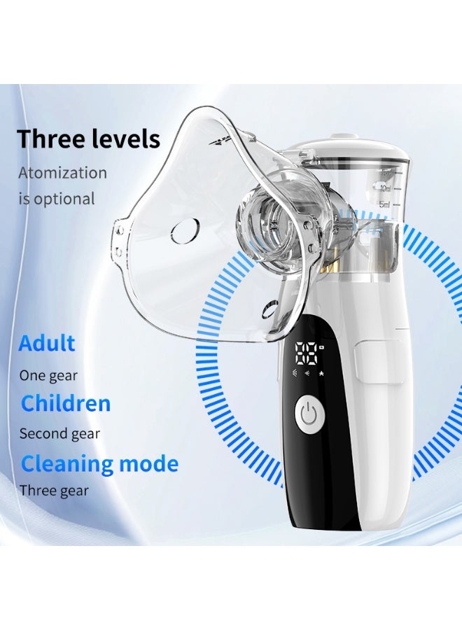 NexusTek Portable Nebulizer Handheld Mesh 5μm Fine Mist ≤50dB Quiet 3 Modes LED Display Type-C Powered Low Residue Detachable for Adults and Children [Elegant White Edition] - Image 3