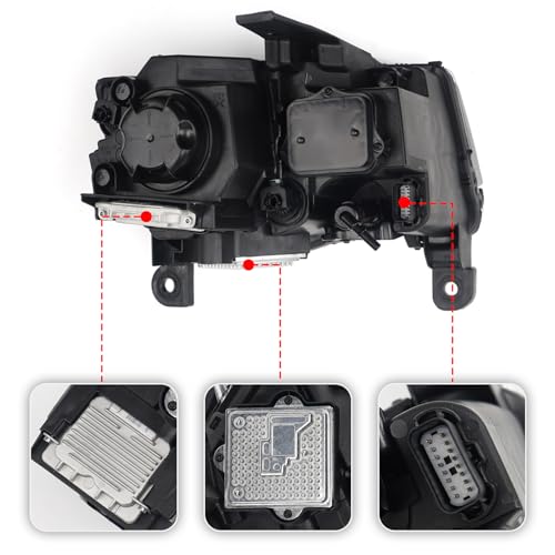 VLINCAR HID Headlight Assembly Compatible with Jeep Grand Cherokee 2017 2018 2019 2020 2021 Xenon Headlights (Not Fit Halogen Model) White Housing Headlamps Right Passenger Side - Image 4