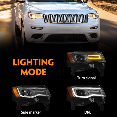 VLINCAR HID Headlight Assembly Compatible with Jeep Grand Cherokee 2017 2018 2019 2020 2021 Xenon Headlights (Not Fit Halogen Model) White Housing Headlamps Right Passenger Side - Image 2