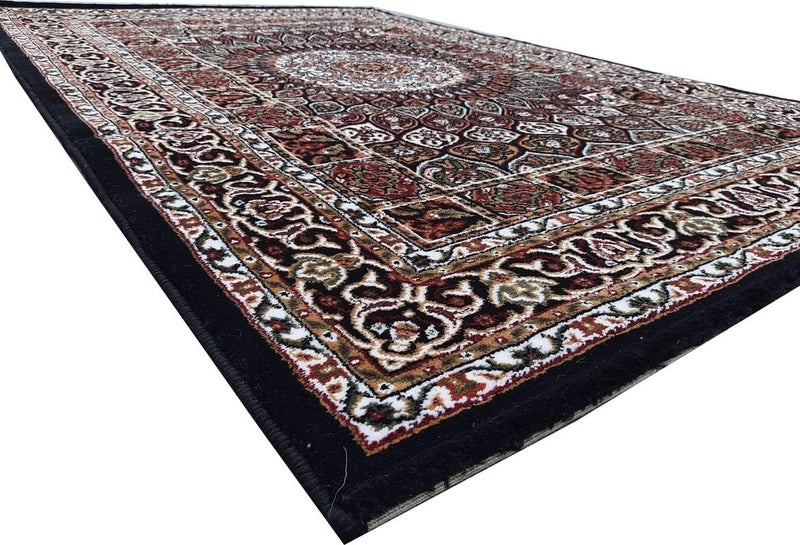 CARPET PLANET سجادة كشميرية فارسية من كوكب السجاد لغرفة المعيشة بسمك 1 بوصة 15X7 قدم باللون الأسود - Image 2