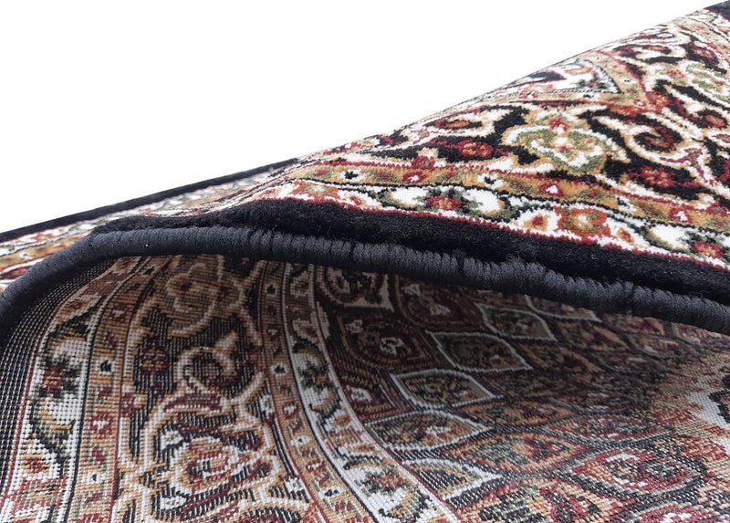 CARPET PLANET سجادة كشميرية فارسية من كوكب السجاد لغرفة المعيشة بسمك 1 بوصة 15X7 قدم باللون الأسود - Image 4