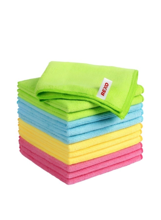 ركسو مجموعة مناشف مايكروفايبر فاخرة متعددة الألوان - 12 قطعة بحجم 60×40 سم - Image 1