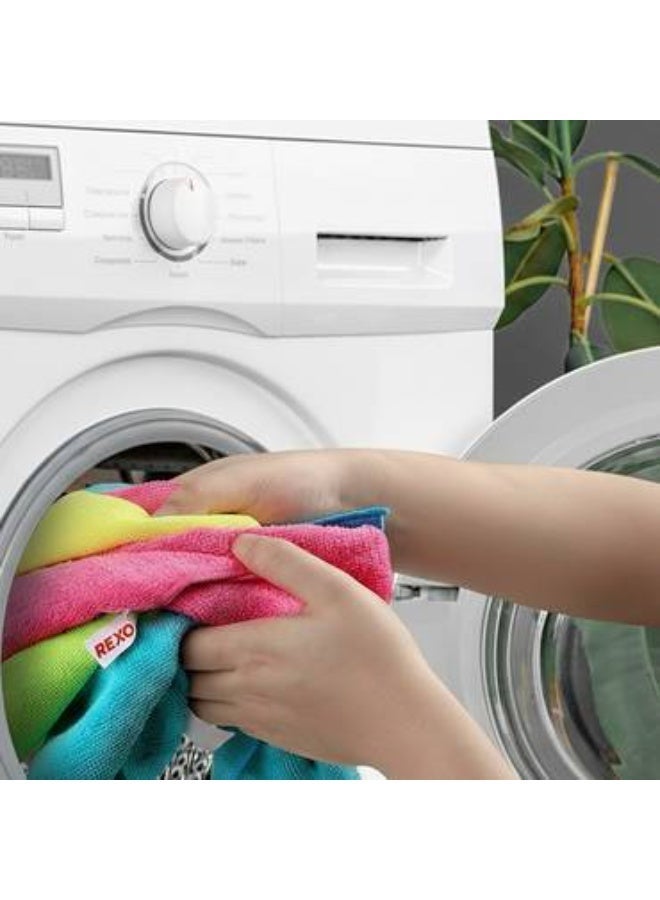 ركسو مجموعة مناشف مايكروفايبر فاخرة متعددة الألوان - 12 قطعة بحجم 60×40 سم - Image 4