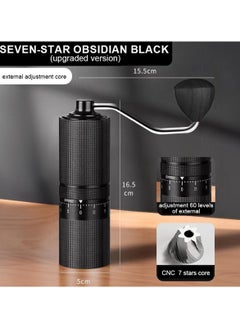 TDAO High Quality External Adjustable Settings Grindering Coarse to Fine Portable Manual Coffee Grinder, 7-star High-precision Grinding Movement Coffee Grinder Black  - Image 2