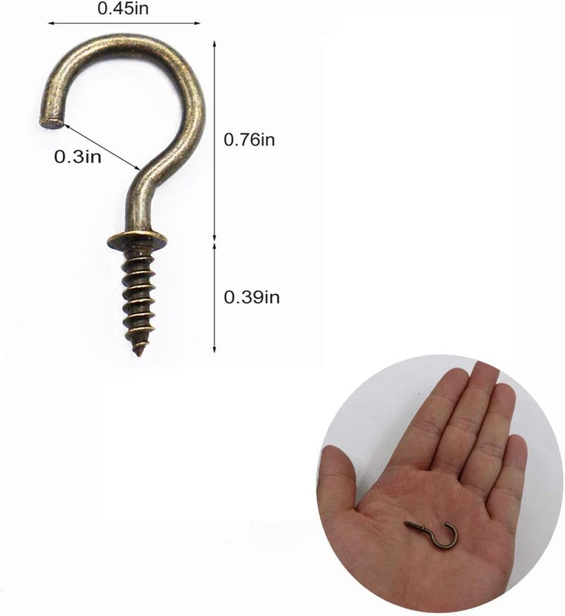 IDEALSV 3/4'' Antique Brass Ceiling Hooks 3/4 Inch Vintage Bronze Cup Hook Screw-in Light Hooks (40 Pack) - Image 2