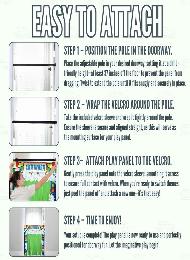 Couch Swag Play Panel for Children with Adjustable Door Pole (Car Wash) - Image 4