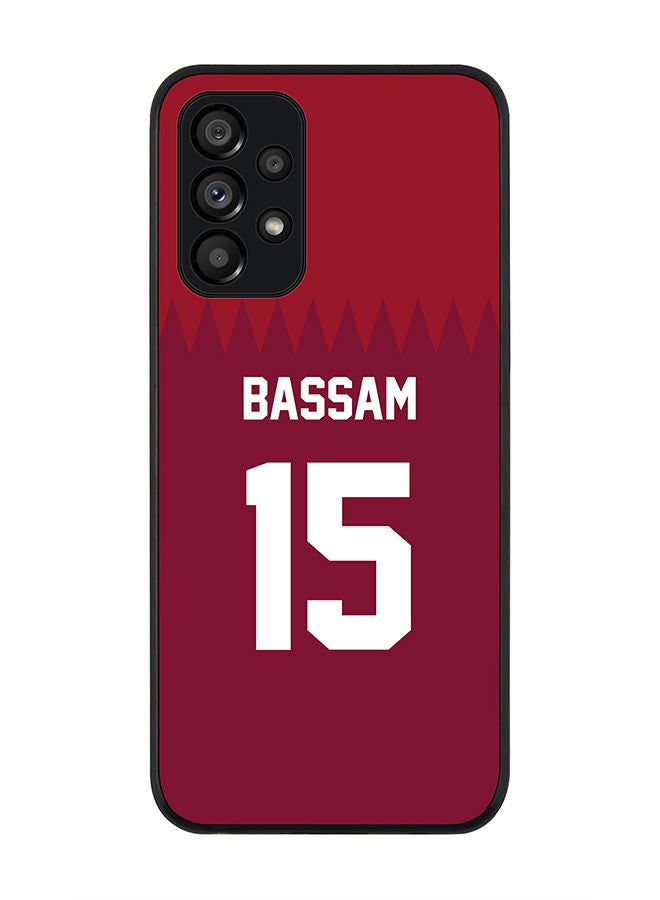 Stylizedd Rugged Black edge case for Samsung Galaxy A23 (LTE/4G) Slim fit Soft Case Flexible Rubber Edges Anti Drop TPU Gel Thin Cover - Football Team - Qatar Player Name - Bassam - Image 1