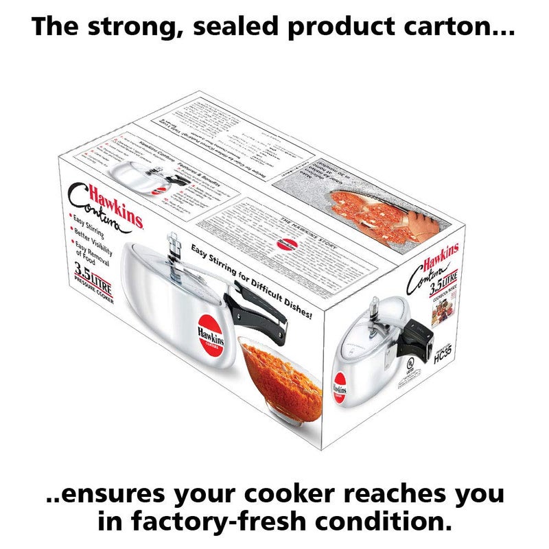 Hawkins 3.5 Litre Contura Pressure Cooker, Handi Inner Lid Cooker, Silver (HC35) - Image 4