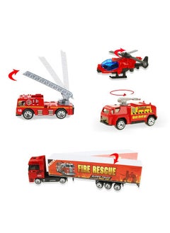 Coolplay Coolplay Fire Truck Toy Set for Kids, Toy Vehicles Carrier Truck with Die-cast Cars, Rescue Firetruck for Boys 3-6 Years Old  - Image 4