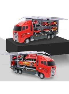 Coolplay Coolplay Fire Truck Toy Set for Kids, Toy Vehicles Carrier Truck with Die-cast Cars, Rescue Firetruck for Boys 3-6 Years Old  - Image 2