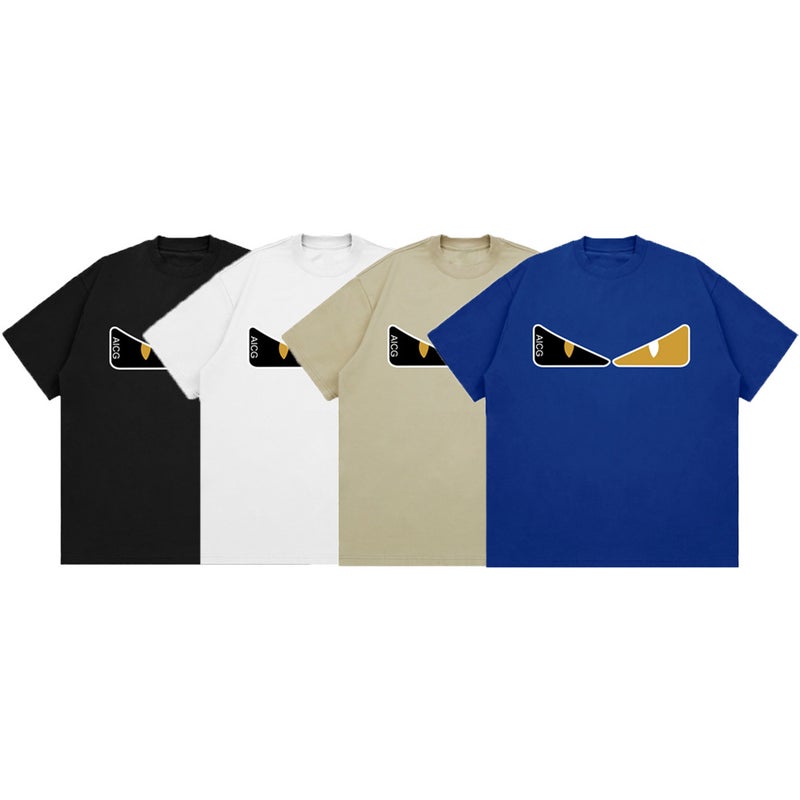 National Fashion heavy opaque 260g American small round neck cotton monster printed loose all-match top short sleeve t-shirt - Image 2