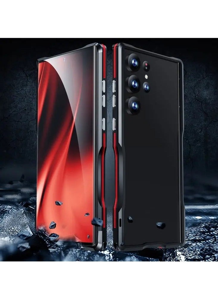 Color Fans - جراب Samsung Galaxy S24 Ultra Slim المصنوع من الألومنيوم، مع مصد معدني مع مصد داخلي ناعم، لا يتداخل مع الإشارة ويدعم الشحن اللاسلكي، تصميم رائع - فضي - Image 1