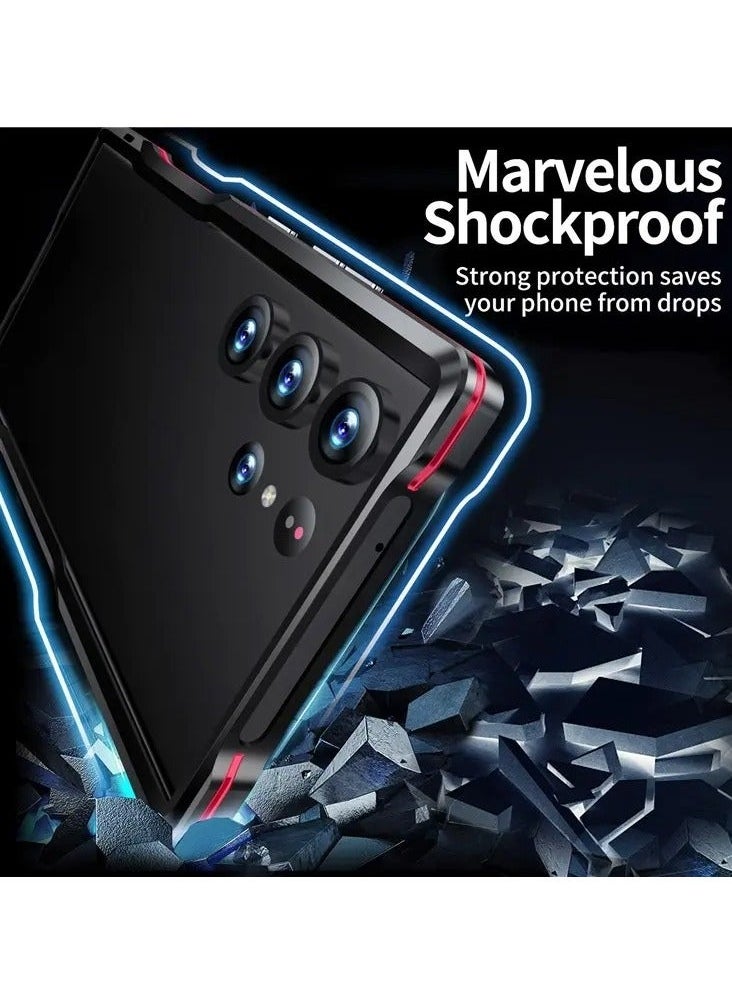 Color Fans - جراب Samsung Galaxy S24 Ultra Slim المصنوع من الألومنيوم، مع مصد معدني مع مصد داخلي ناعم، لا يتداخل مع الإشارة ويدعم الشحن اللاسلكي، تصميم رائع - فضي - Image 1