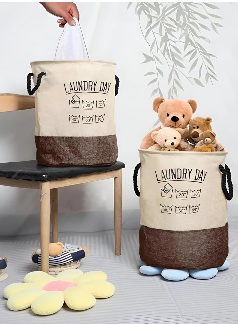 Olive basket for children's clothing, toys, and linen material with a sturdy handle, large size 45*35 cm  - Image 2