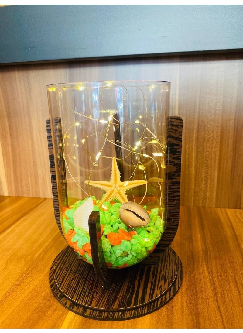 MYK Hediye ve Sanat Atölyesi MYK Gift and Art Workshop Aquarium with Glass Bowl Light  - Image 2