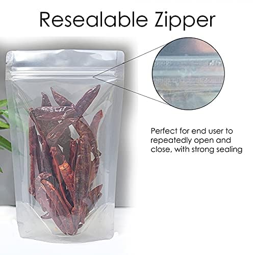 Deera Deera Ziplock Airtight Standee Stand up ClearTransparent Food Grade PolythenePolyester Lamination PouchCoverBag with zipper self seal and reusable100mm x170mm Pack of 50  - Image 5