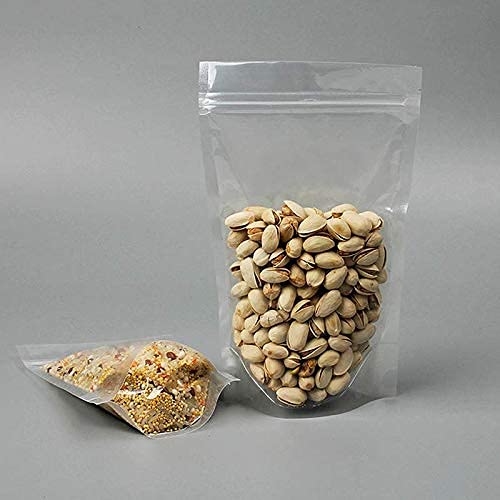 Deera Deera Ziplock Airtight Standee Stand up ClearTransparent Food Grade PolythenePolyester Lamination PouchCoverBag with zipper self seal and reusable100mm x170mm Pack of 50  - Image 4
