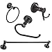 BESy Oil Rubbed Bronze 4 Piece Bathroom Accessories Set ( Single Towel Bar, Towel Ring, Toilet Paper Holder, Double - Image 2