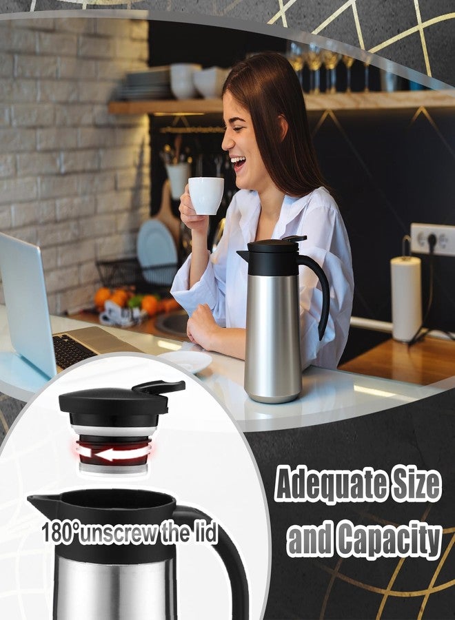 Ziliny 2 Pcs 27oz Thermal Coffee Carafe Stainless Steel Coffee Pot for Keeping Hot/cold Insulated Double Walled Vacuum Tea Pot with Press Button Drink Beverage Dispenser for Milk Tea(Silver) - Image 4