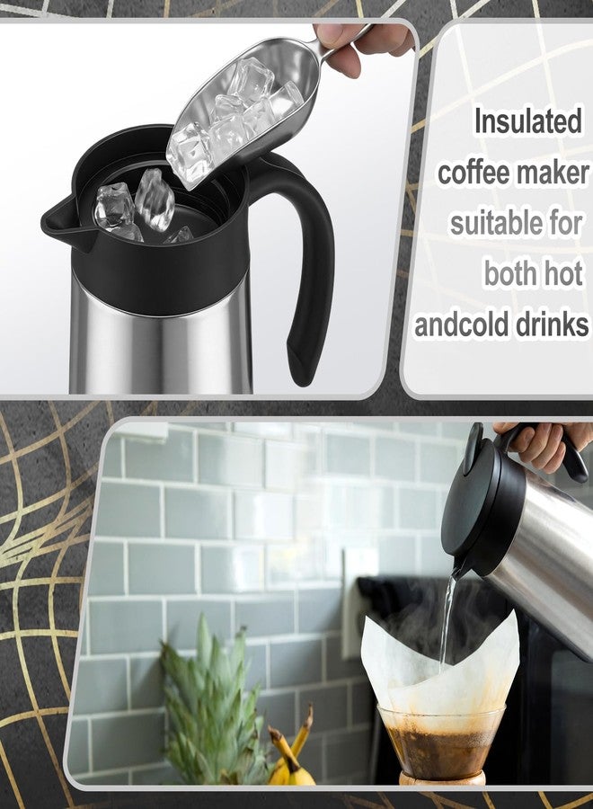 Ziliny 2 Pcs 27oz Thermal Coffee Carafe Stainless Steel Coffee Pot for Keeping Hot/cold Insulated Double Walled Vacuum Tea Pot with Press Button Drink Beverage Dispenser for Milk Tea(Silver) - Image 3