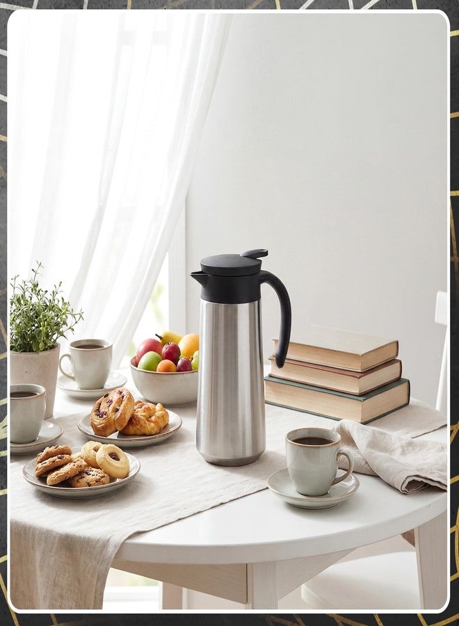 Ziliny 2 Pcs 27oz Thermal Coffee Carafe Stainless Steel Coffee Pot for Keeping Hot/cold Insulated Double Walled Vacuum Tea Pot with Press Button Drink Beverage Dispenser for Milk Tea(Silver) - Image 5