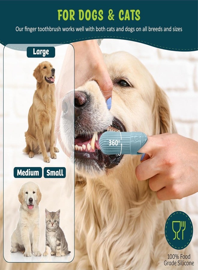 VALUEVIBES فرشاة أسنان للكلاب والقطط بزاوية 360 درجة - مجموعة العناية بأسنان الحيوانات الأليفة للكلاب والقطط | شعيرات ناعمة لتنظيف الأسنان بلطف (أزرق، متوسط) - Image 3