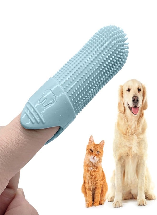 VALUEVIBES فرشاة أسنان للكلاب والقطط بزاوية 360 درجة - مجموعة العناية بأسنان الحيوانات الأليفة للكلاب والقطط | شعيرات ناعمة لتنظيف الأسنان بلطف (أزرق، متوسط) - Image 2