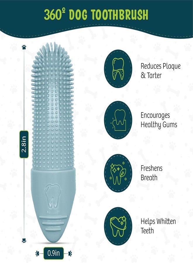 VALUEVIBES فرشاة أسنان للكلاب والقطط بزاوية 360 درجة - مجموعة العناية بأسنان الحيوانات الأليفة للكلاب والقطط | شعيرات ناعمة لتنظيف الأسنان بلطف (أزرق، متوسط) - Image 4